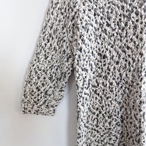 J. Jill Loose Knit Sweater Large White Gray 100% Cotton Beachy Neutral - Picture 5 of 15